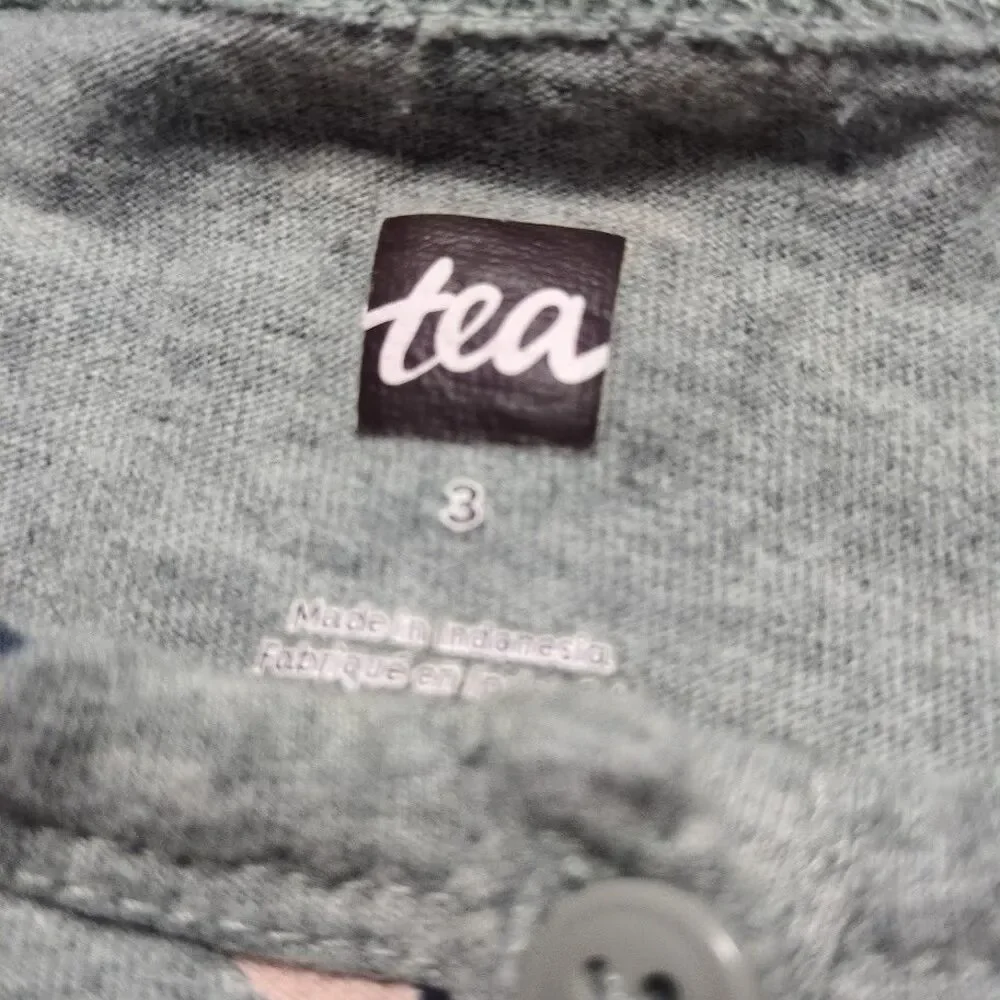 Tea Collection Toddler Girl Size 3 Tiered Knit Henley Dress Gray Pink Floral